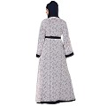 Shrug abaya combo- Off-white printed Shrug with Navy inner abaya